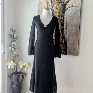 Zara Black Long Sleeve Knit Dress